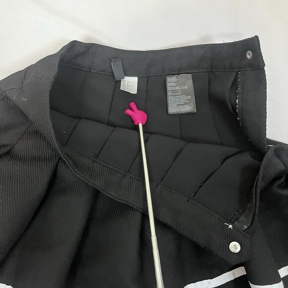 H & M Dark Gothicore Academia Women’s Pleaded Black With White Stripe Size 2 - Picture 5 of 9